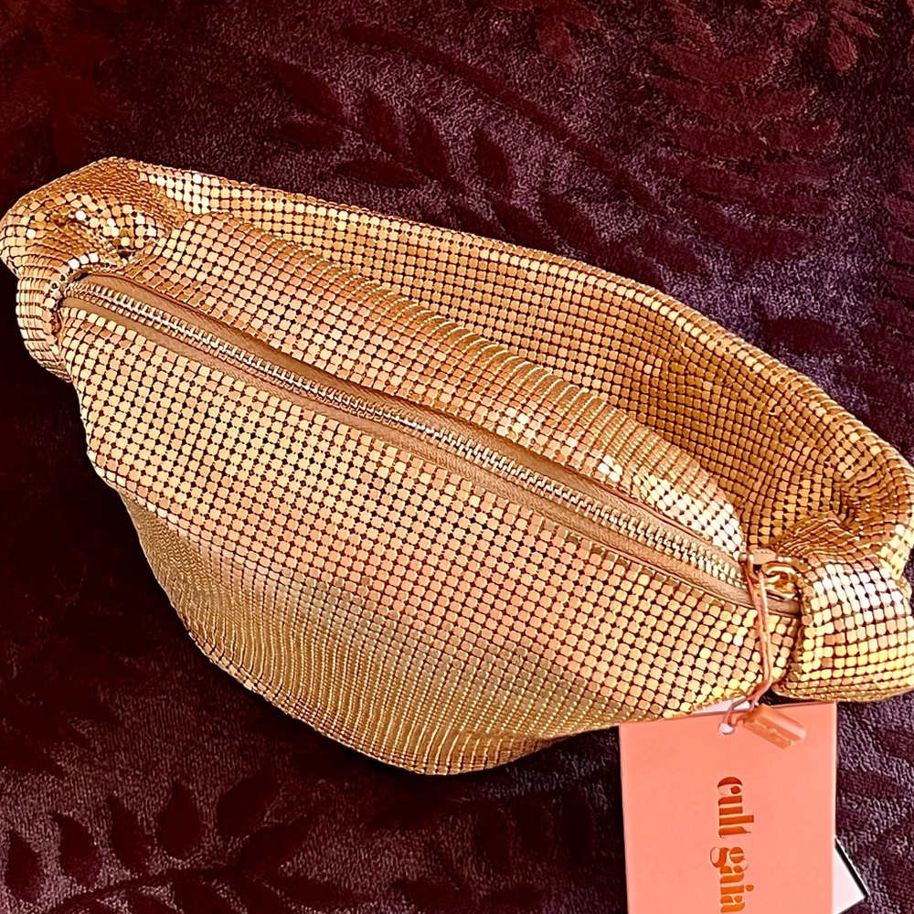 🌺🎉HP🎉🌺 NWT Cult Gaia Gia Bag Brushed Brass - Picture 14 of 16